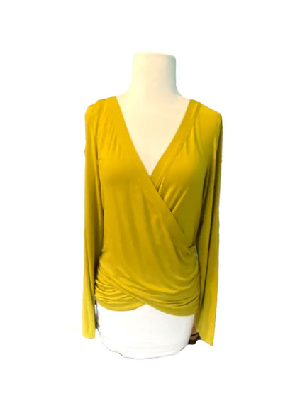 Size Medium Saturday Sunday Mustard Yellow Wrap Style Shirt Blouse Long Sleeve Anthropologie