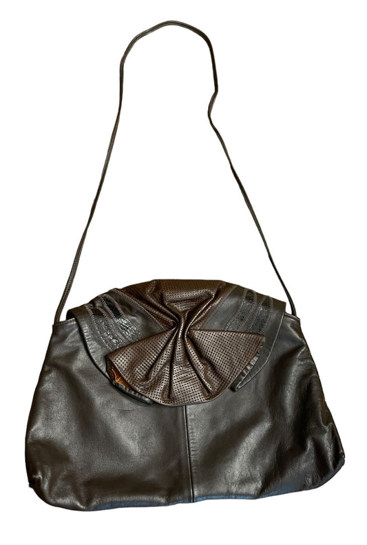 Vintage 1980s Leather Atalla Handbag New York Retro Brown Shoulder Bag