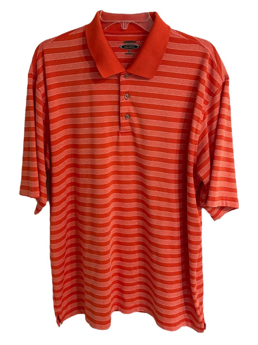 XL Lone Cypress Mens Pebble Beach Striped Performance Golf Shirt Orange Stripe