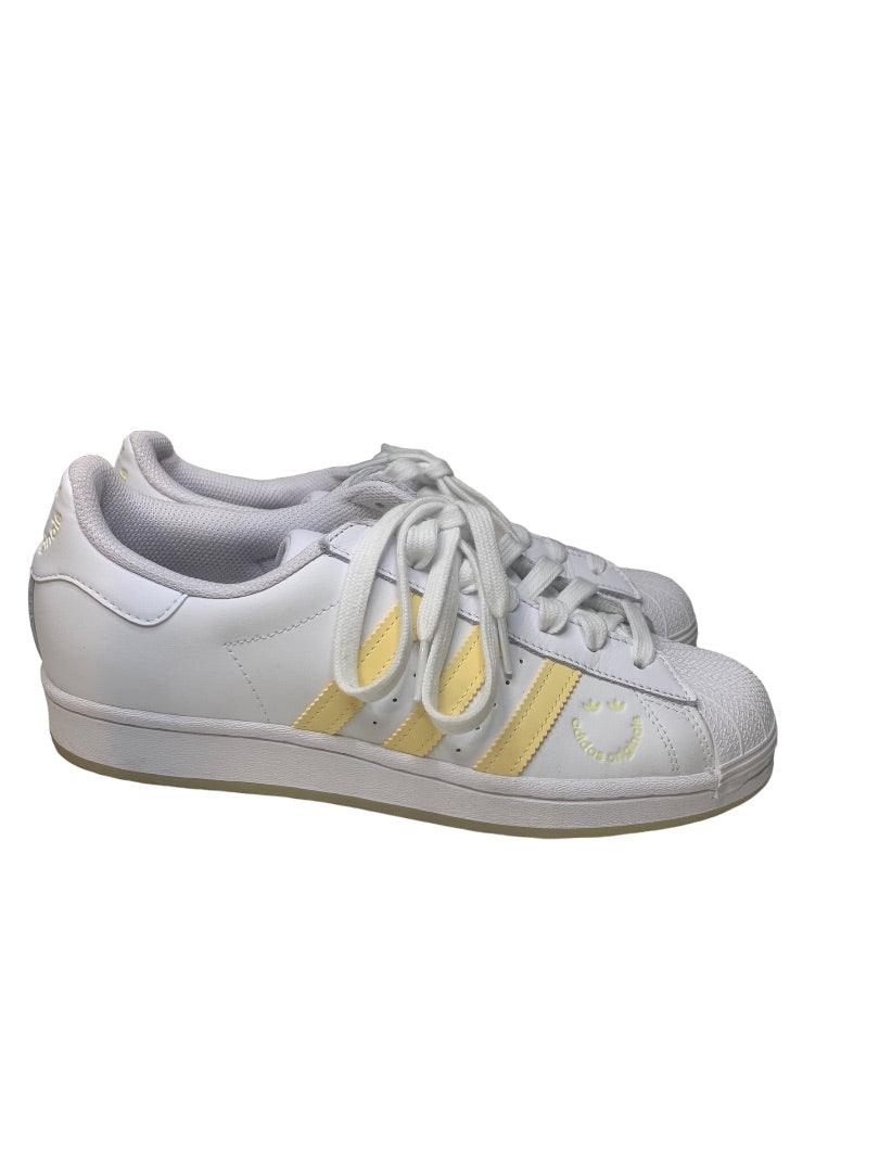 Size 9.5 Adidas Originals Womens White Yellow Superstar Sneakers GY2073