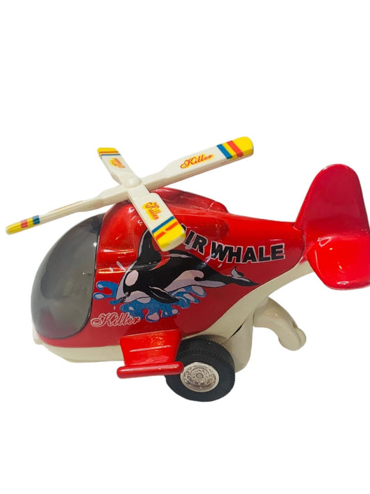 Pullback Daron Toy Red Whirlybird Helicopter Chopper Spinning Propeller