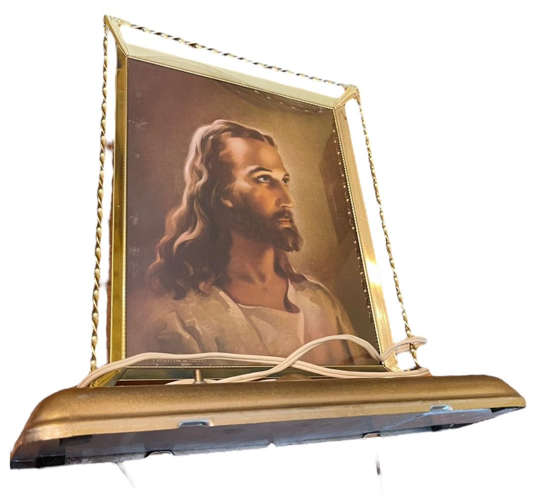 Midcentury Jesus Lithograph Light Plak-Lite Hobby Hill Chicago Muscial 1950s
