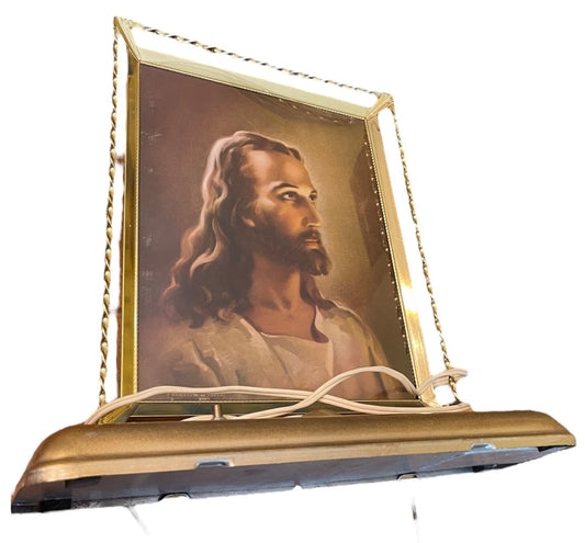 Midcentury Jesus Lithograph Light Plak-Lite Hobby Hill Chicago Muscial 1950s