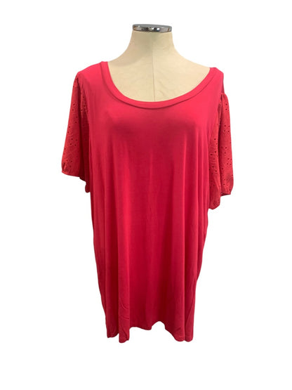 3X Torrid Super Soft Womens Dark Pink Eyelet Sleeve Tshirt Scoop Neck