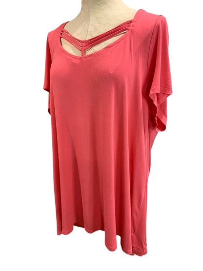 3X Torrid Super Soft Knits Hot Pink Womens Tshirt Cut Out Neckline Detail