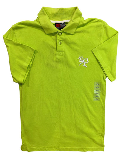 Large (16/18) South Pole Neon Green Boys Youth New Short Sleeve Polo Golf Shirt