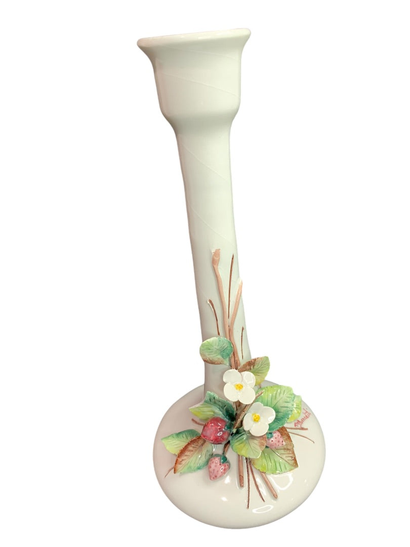 Harmony Taormina TM Benedetti Italian Candlestick Majolica Signed Strawberry