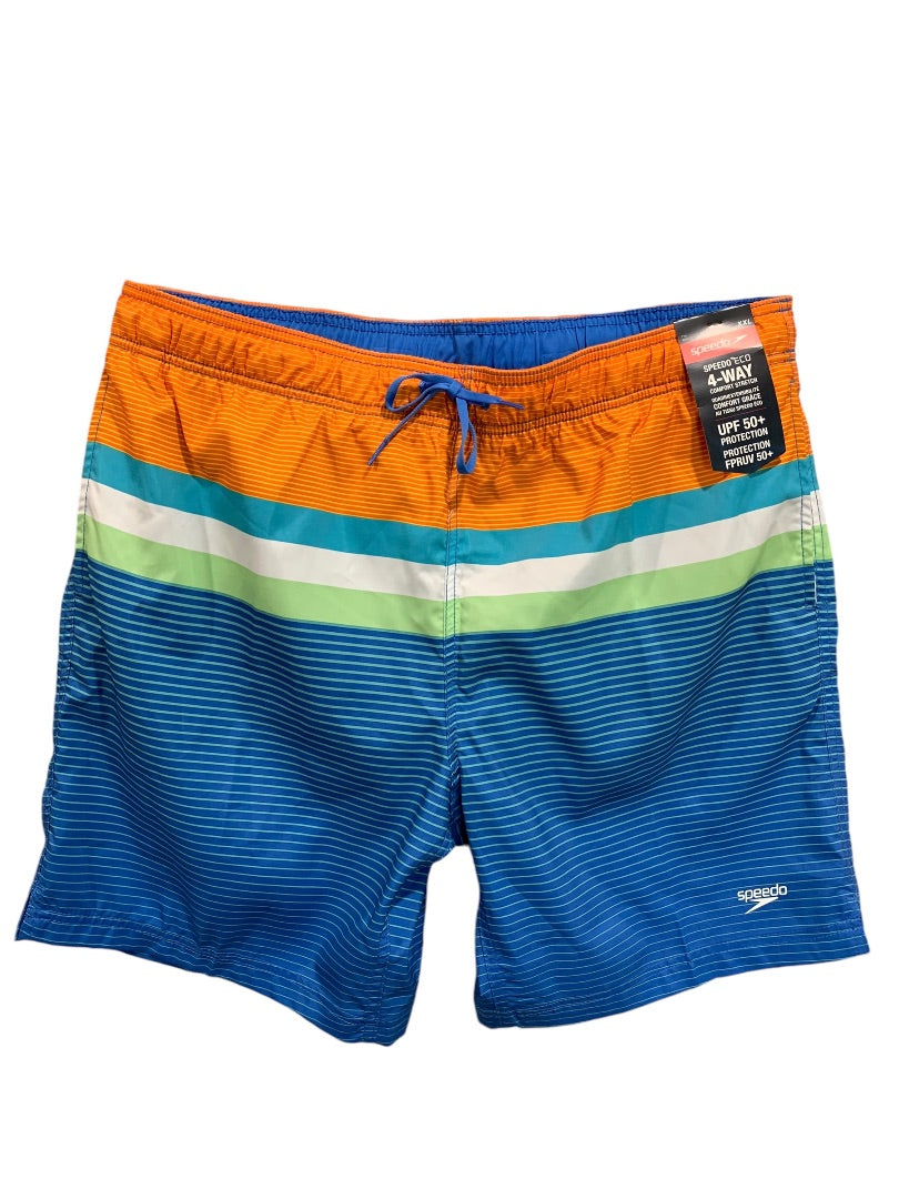 XXL Speedo Mens New Swim Trunks Lined Spicy Orange Striped