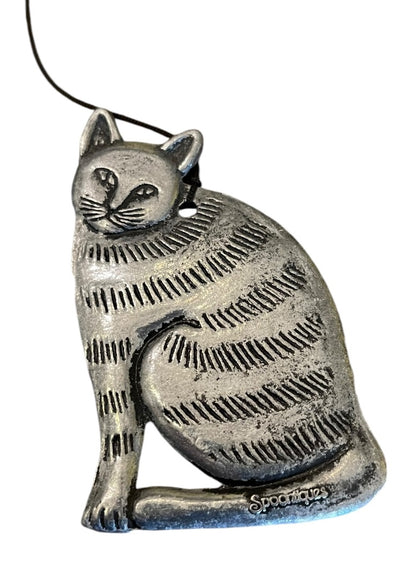 Spoontiques 6 Metal Cat Windchimes Silvertone 17 Inch Length