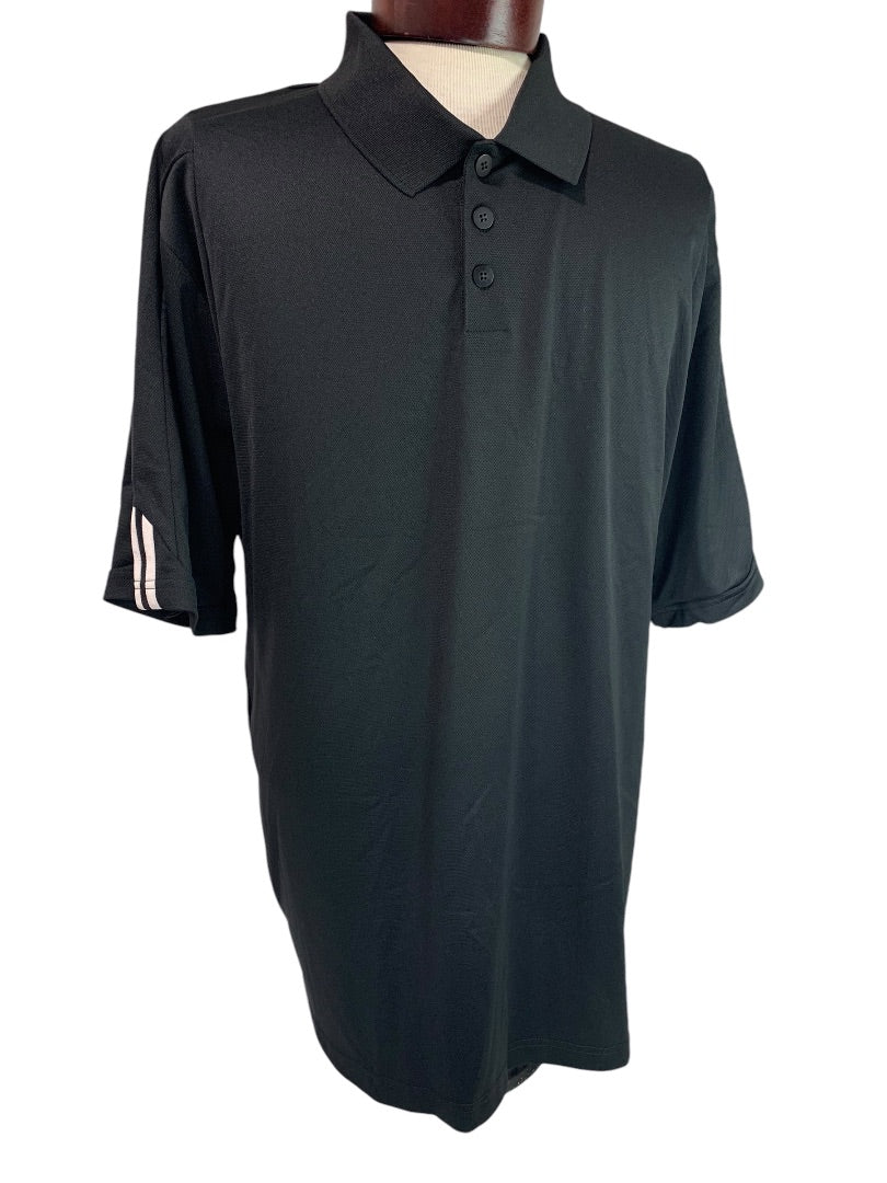 XL Adidas Mens New Black Golf Shirt Polo A76 MCL Stripe Cuff P77781