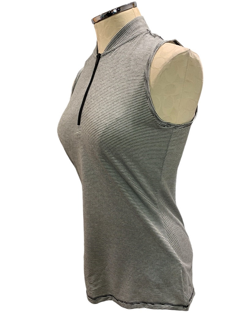 Small Adidas Golf Womens Striped Sleeveless 1/4 Zip Tank Shirt HT1251