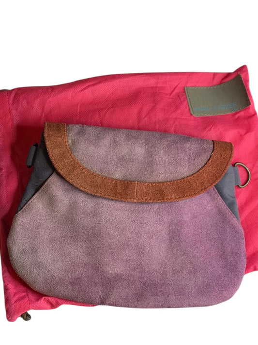 Anna Kaszer Paris Suede Handbag Clutch Purple Color Block Defects