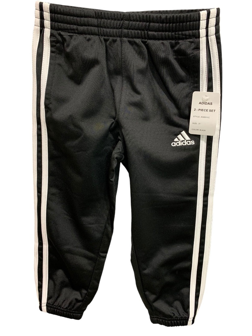 3T Adidas Boys New 2 Piece Track Outfit Set Black Gray AG6511C