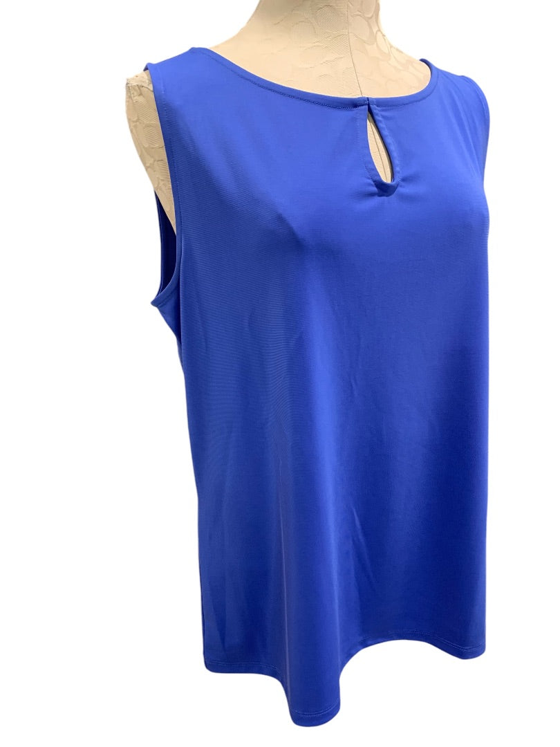 1X Talbots Plus Womens New Blue Sleeveless Knit Jersey Shirt Tank Drape