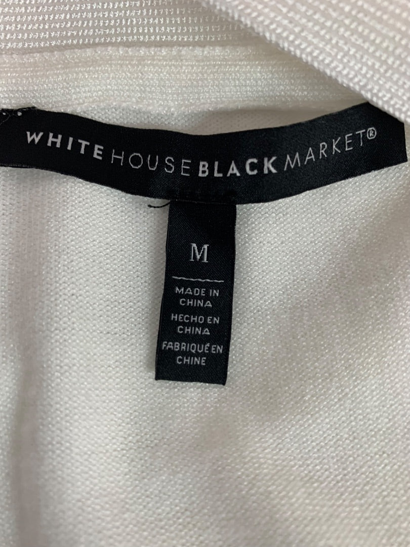 Medium White House Black Market Womens Off White Cardigan Open Sweater Pockets