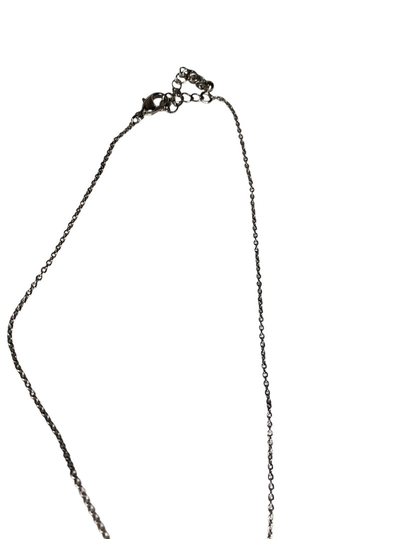 Silvertone Necklace Drop Pendant 16-18.5 Inches Lobster Clasp