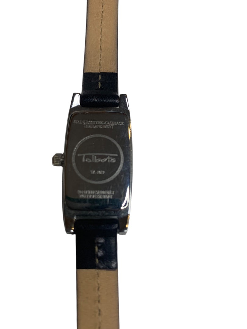 Talbots Womens Wristwatch Silvertone Rectangular Face Working