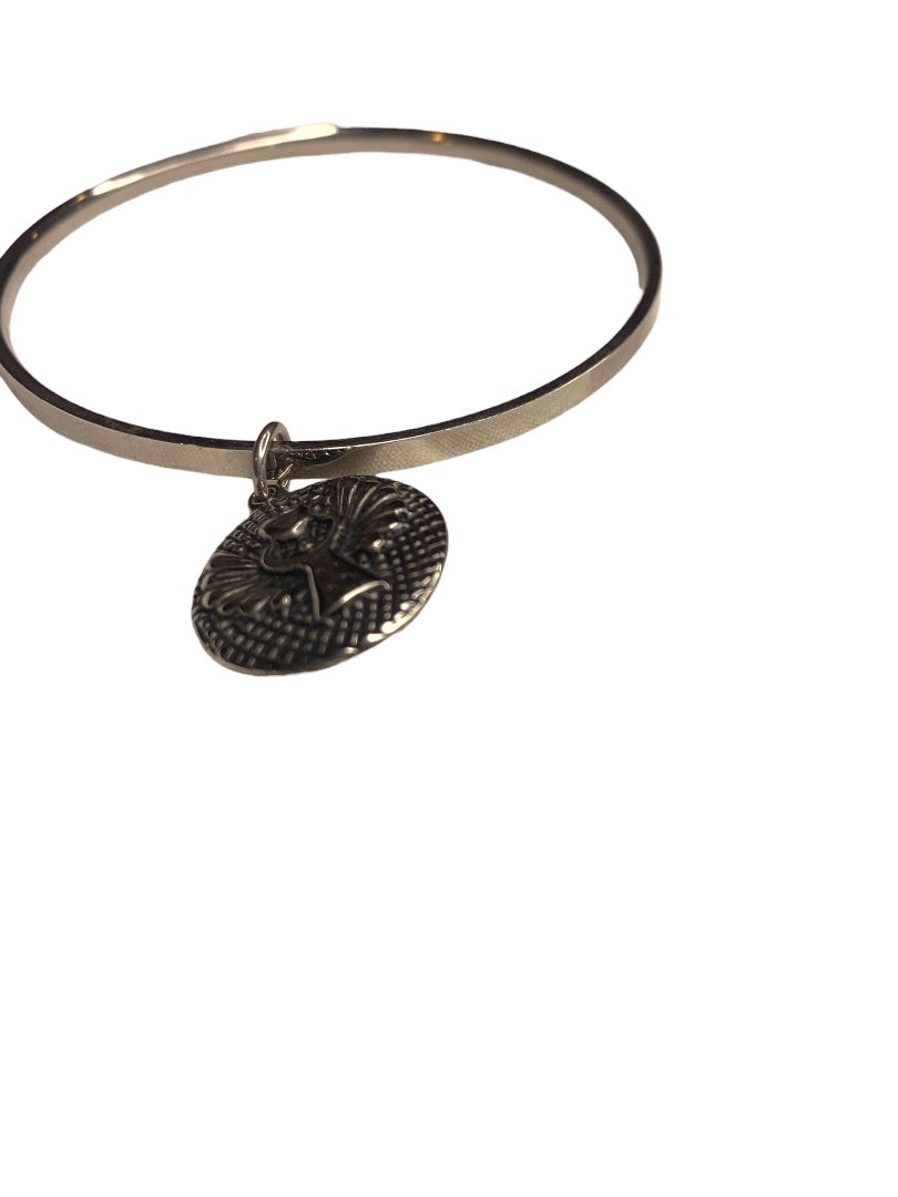 Silvertone Bangle Bracelet 2.6 Inch Angel Charm