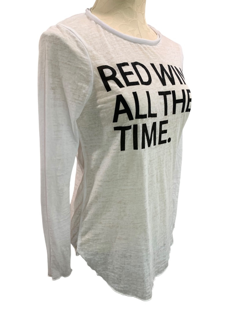 Small Chaser Womens Sheer Tshirt "Red Wine All the Time" Long Sleeve