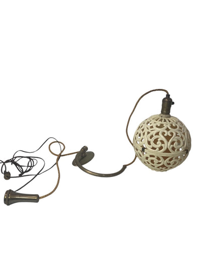 Hard Plastic MidCentury Light Fixture Hanging Plug in Working