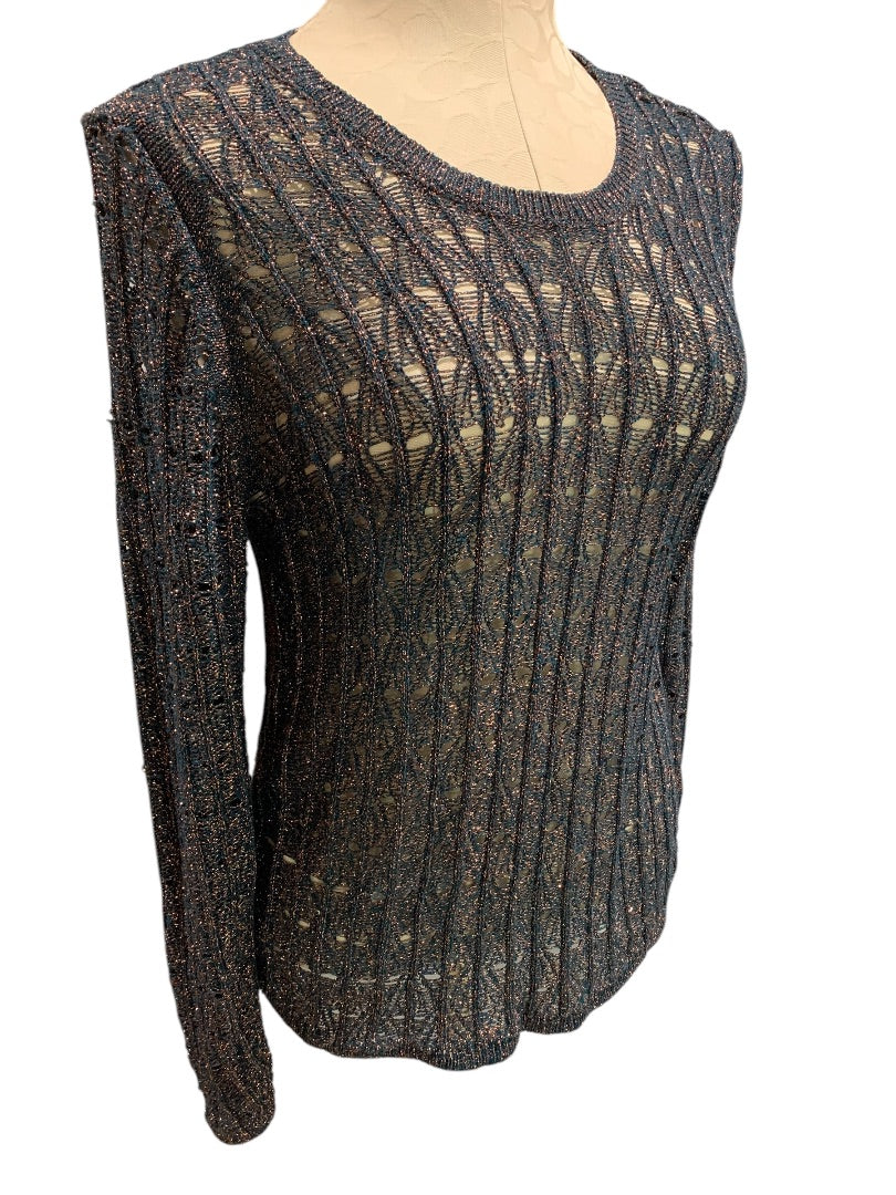 Medium Pilcro Anthropologie Womens Loose Weave Sweater Copper Evergreen