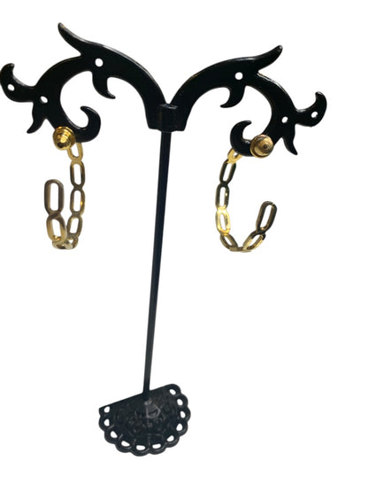 Goldtone Hoop Earrings Post Pierced 1.1 Inch Diameter