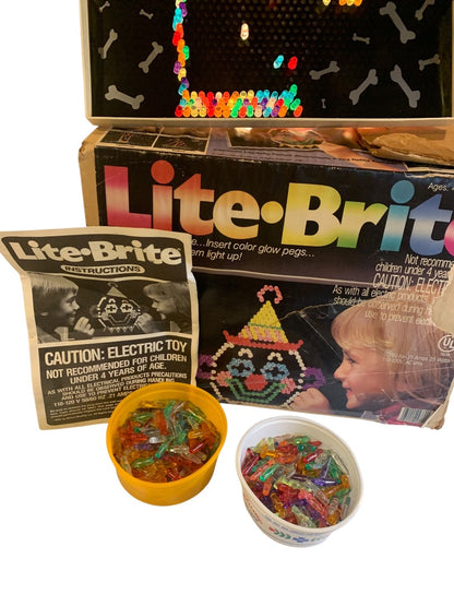 1986 Original Lite Bright Milton Bradley Working Pegs Instructions Box