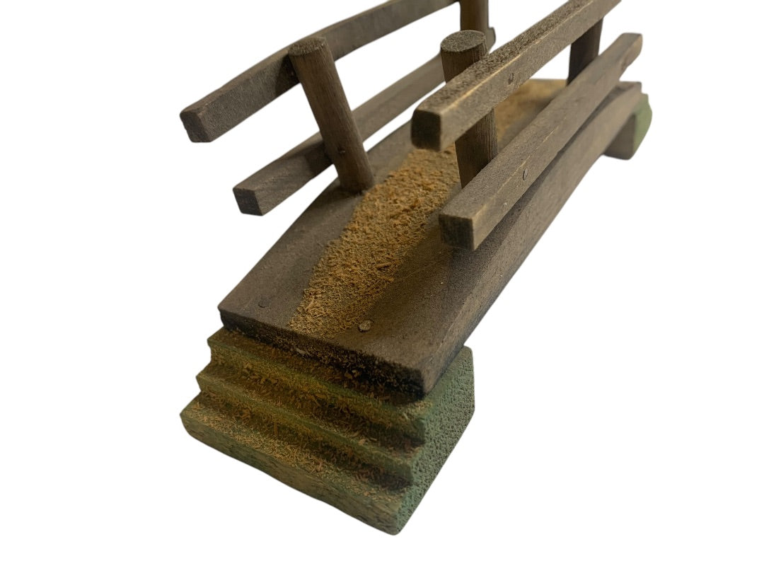 Vintage Wooden Bridge Miniature 7.5 Inches for Figurines Natural Look