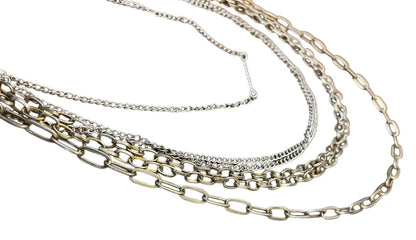 Icing MultiStrand Layered Chain Link Silvertone Goldtone Adjustable Necklace 15"