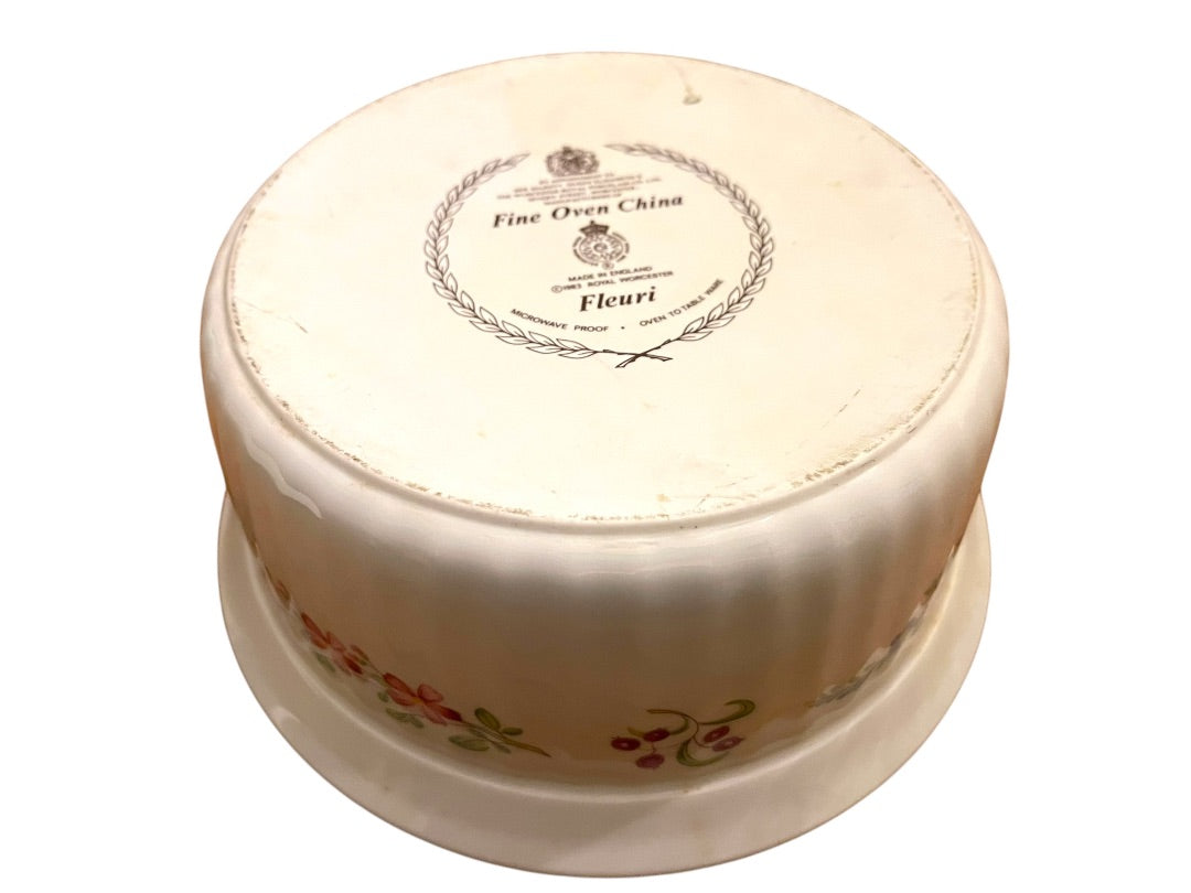 Royal Worcester Fine Oven China Fleuri 1983 Lidded Casserole 1 Quart