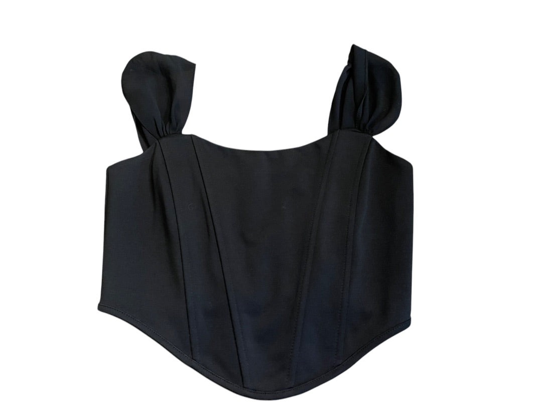 Small Altar'd State Crop Top Corset Boning Back Zipper Black