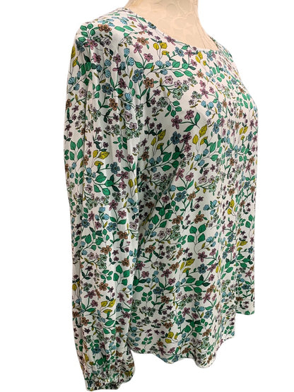 Medium LOFT Womens Popover Floral Blouse Shirt Long Sleeve