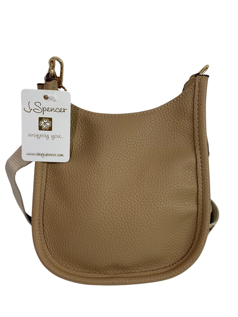 J.Spencer New Crossbody Handbag Tan Pebbled Vegan Leather Boho Strap