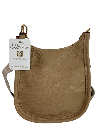 J.Spencer New Crossbody Handbag Tan Pebbled Vegan Leather Boho Strap