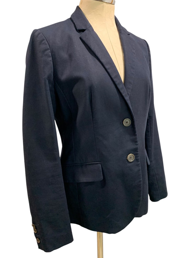 Size 8 J.Crew Womens Navy Blue Schoolboy Cotton Blazer Style 21324