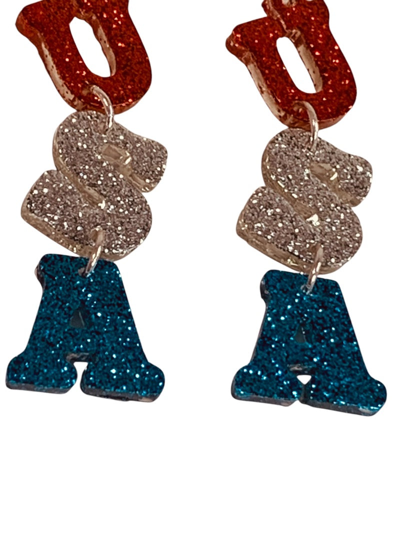 Claires New Pierced Hook Earrings Sparkly USA 2.5 Inch Drop