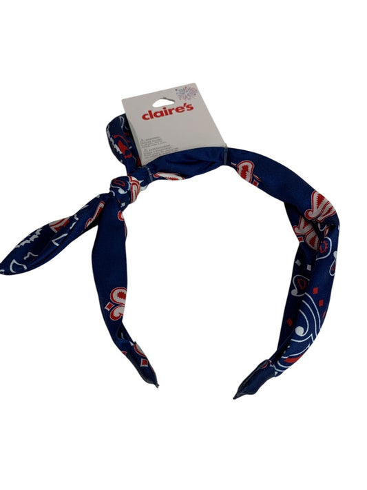 Claires New Headband Patriotic Fabric Covered Paisley Bow