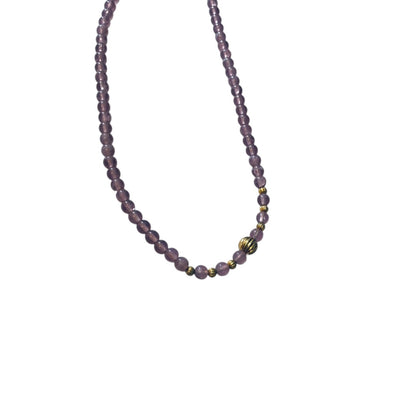 Acrylic Beaded Vintage Necklace Lavender and Goldtone Screw Barrel Clasp 13 Inch