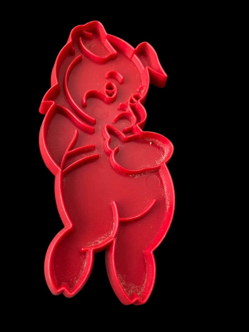 Tupperware 1970s Red Plastic Cookie Cutter USA Porky Pig Figure