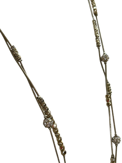 Chicos 2 Strand Brushed Goldtone Dual Strand Sparkly Long Strand String Lobster Clasp