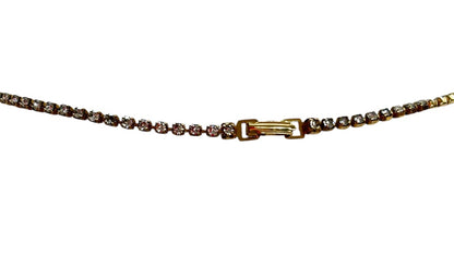 Goldtone Necklace Rhinestone 16 Inch Bar Foldover Clasp