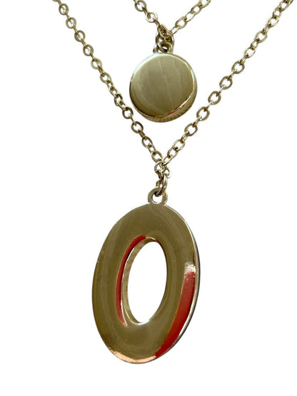 Loft Outlet Goldtone Double Strand Necklace Purple Pendant 17"