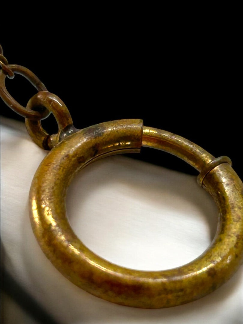 Vintage Estate Jewelry Goldtone Brass Retractable Chain Watch Fob Clip