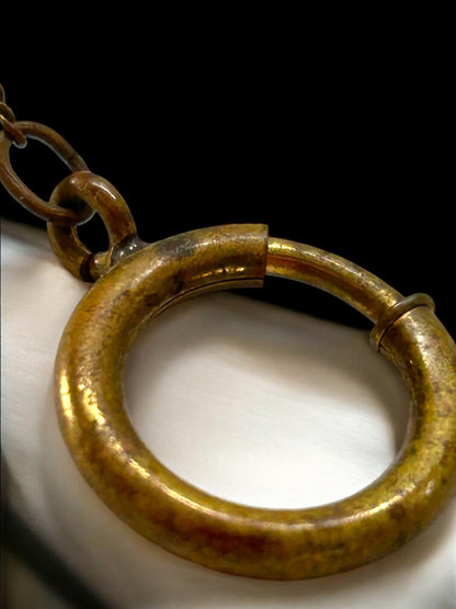 Vintage Estate Jewelry Goldtone Brass Retractable Chain Watch Fob Clip