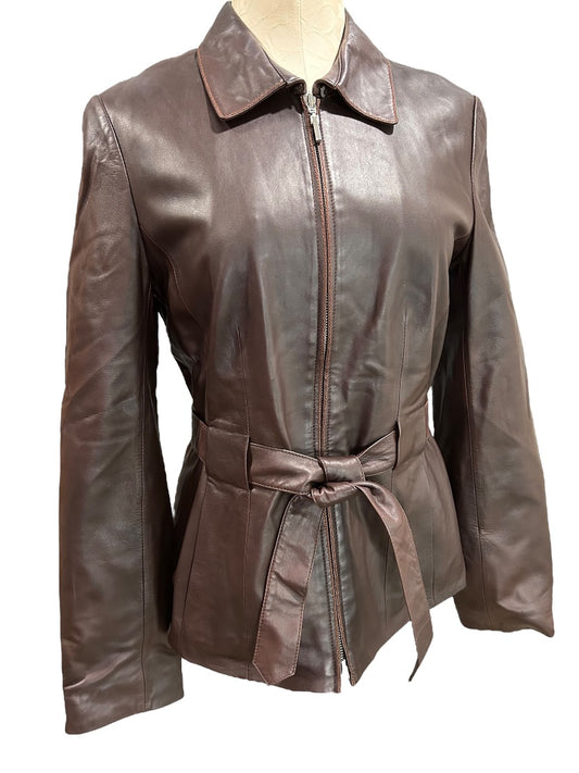 Vintage Rosner Womens Soft Lamb Skin Leather Jacket Brown
