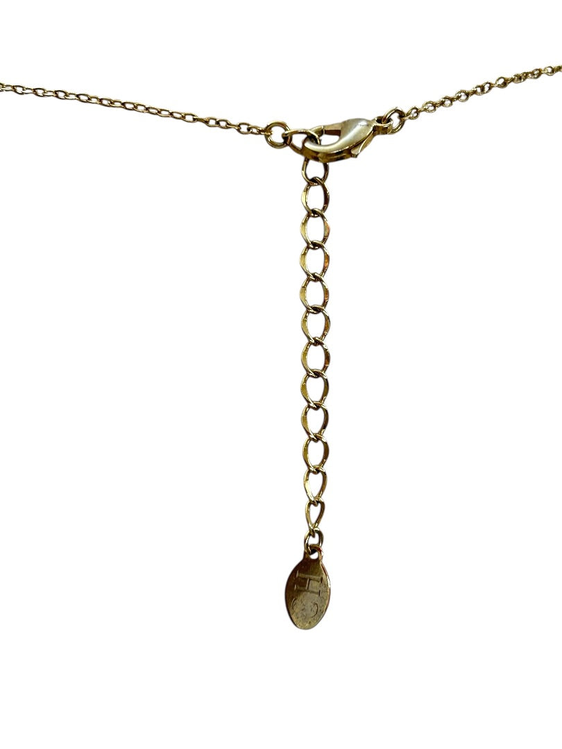 Goldtone Necklace CH Purple Yellow Crystals 15-17 Inch