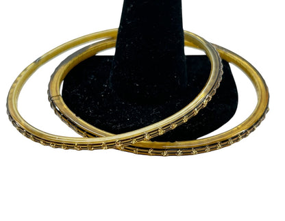 Acrylic Goldtone Bangles Set of 2 2.25 Inch Inside Diameter
