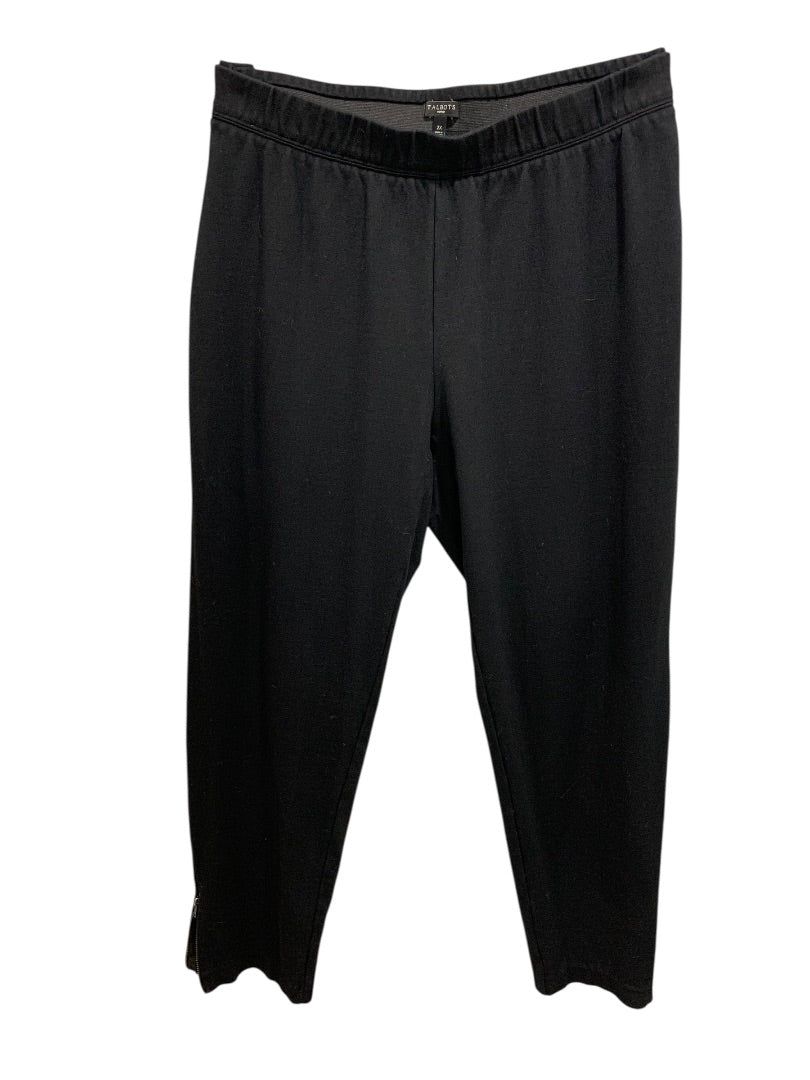 2X Talbots Woman Black Ponte Knit Pants Zipper Ankle Leggings