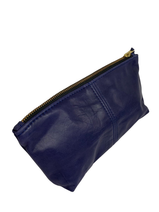 CAS Handmade Bright Navy Blue Leather Clutch Wristlet Zip Top