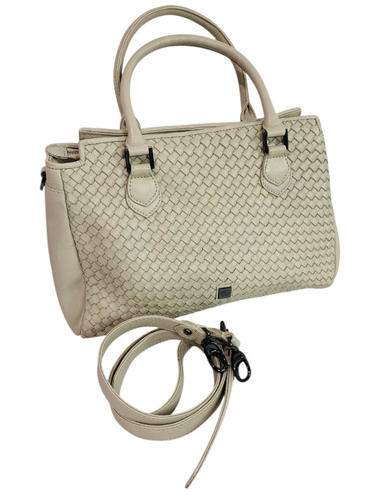Waterlily Woven Leather Tote Bag Cream Satchel Purse Crossbody Strap Los Angeles